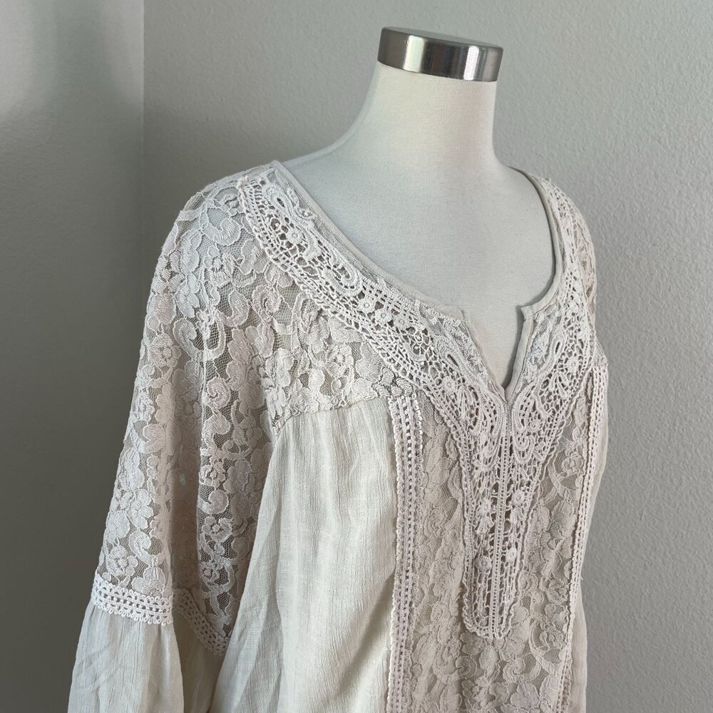 Westport‎ Womens Plus 3X Lace Trim Tunic Top V Neck 3/4 Sleeve Shirt - Picture 2 of 13